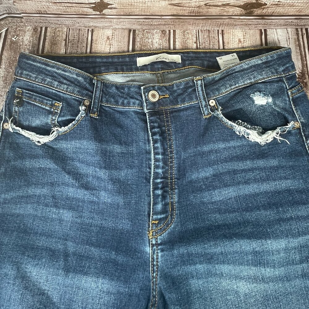 KanCan Dark Blue Skinny Jeans with Distressed Hem - Picture 3 of 7